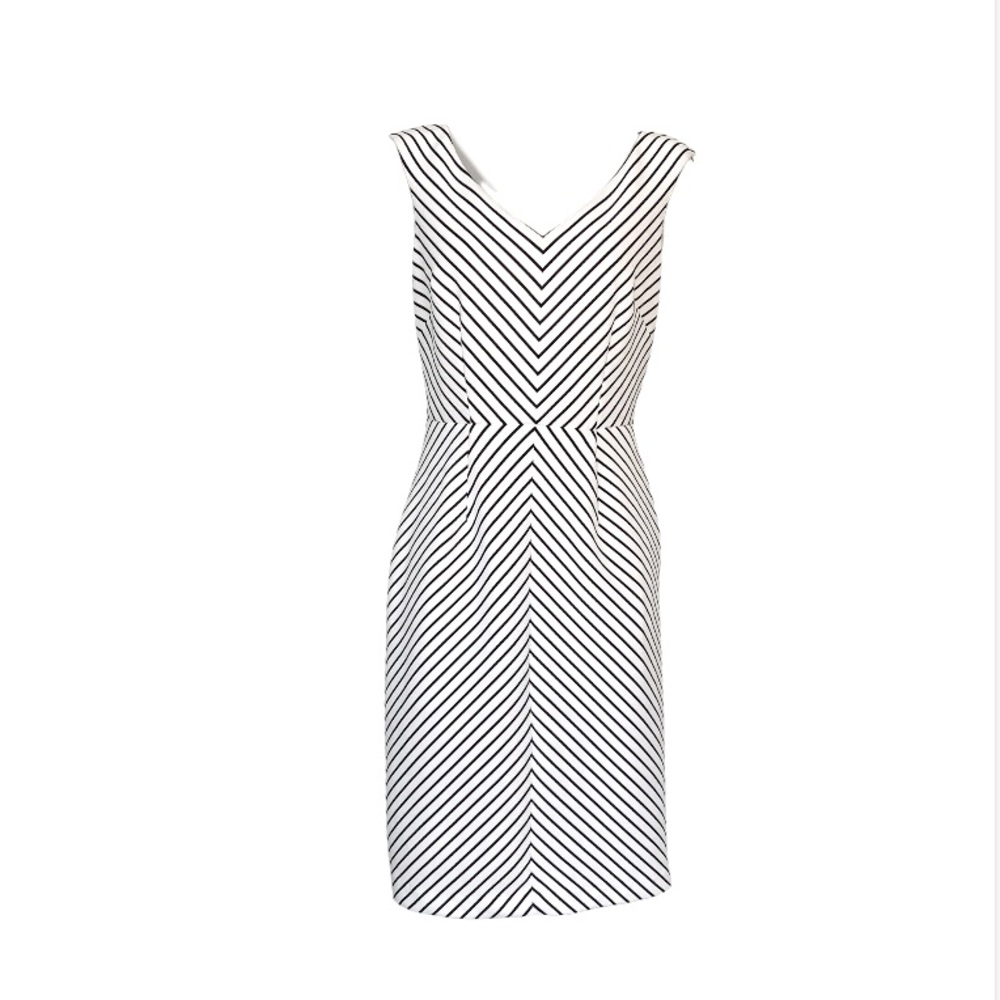Adrianna Papell White and Black striped Sleeveless Dress
